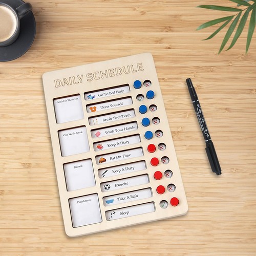 Daily Schedule Memo Board with Pen and Papers for Kids Adults Behavior Chart - Picture 1 of 7