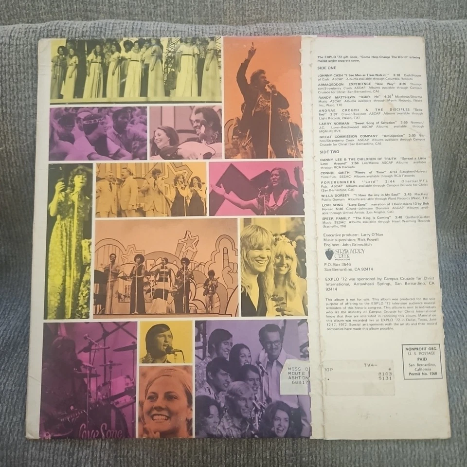 Jesus Sound Explosion / Campus Crusade for Christ Live 1972 Johnny Cash Vinyl LP Foto 2 de 2
