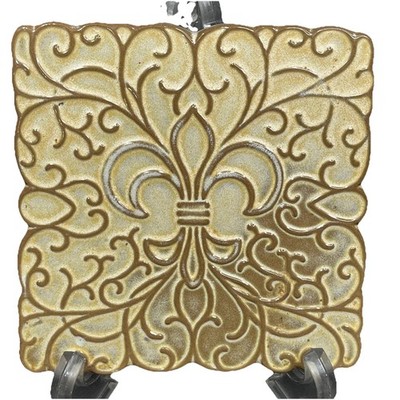 Frankoma Pottery  Trivet #3TR Plainsman  Fleur De Lis  Pattern 6'' Square