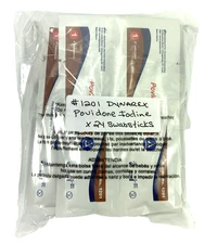 Dynarex 1201 Povidone-Iodine Swabstick  Expires 12/2026 BAG of 24