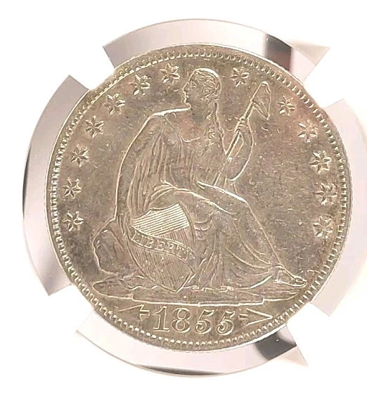 1855 O Arrows Seated Liberty Half NGC AU-53 - Image 2 of 4