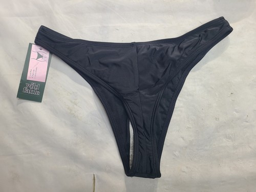 Women's Low-Rise High Leg Ultra Cheeky Bikini Bottom Wild Fable Black Size S - Picture 2 of 5