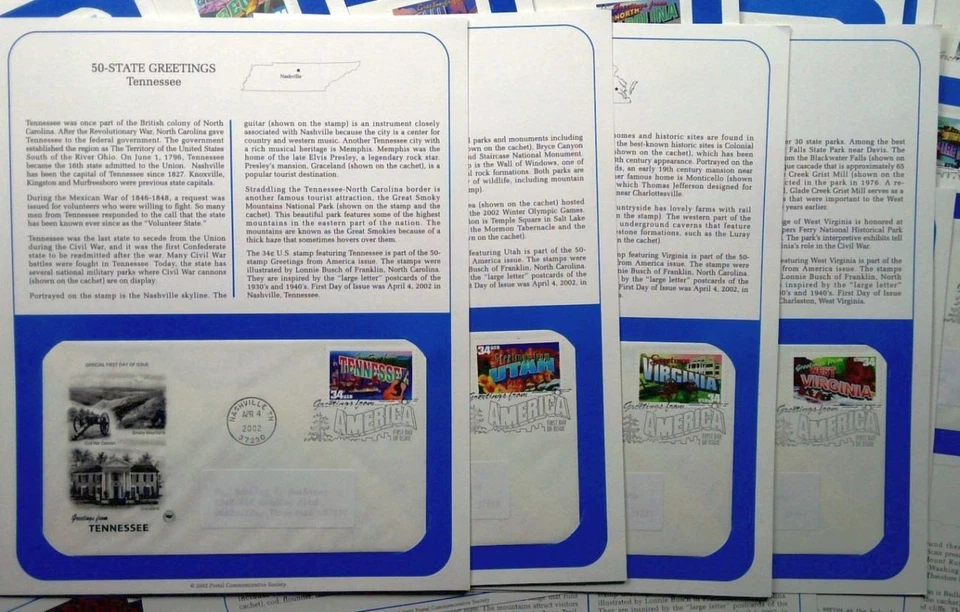 2002 50 State Greetings Sc 3561-3610 FDC PCS American culture history landmarks - Image 4 of 4