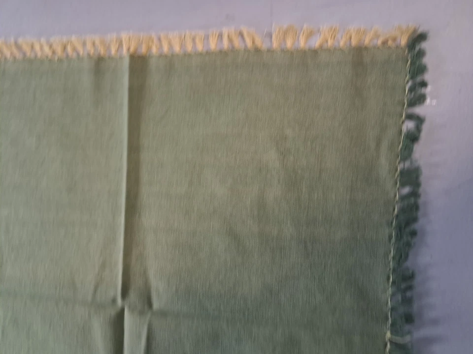 Lote de 16 nakins de pano vintage bordas com franjas algodão verde e amarelo 18x18 - Imagem 4 de 4