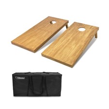 GoSports 4 ft x 2 ft Regulation Size Wooden Cornhole Boards Set with Light Br...