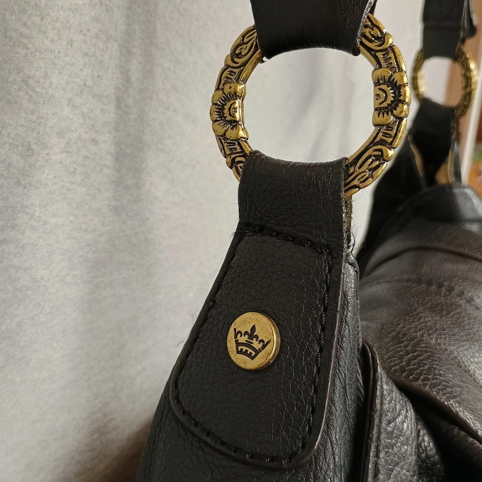 Gianni Bini Bolso Mensajero/Portátil Cuero Negro Bolso Sillín Motociclista Vaquero  Foto 4 de 4