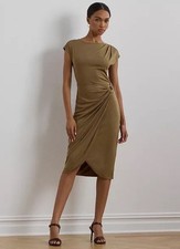 $145 Lauren Ralph LaurenWomen's Ring-Trim Jersey Cap-Sleeve Dress Size 16