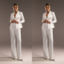 White Women Suits Formal Wedding Evening Party Prom Wear Ladies Outfits