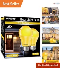 LED Bug Light Bulbs Outdoor 2 Pack 9W Amber Light Bulbs 100W Equivalent