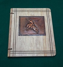 Vintage 1930's Wooden Scrapbook Photo Album with Copper Cover