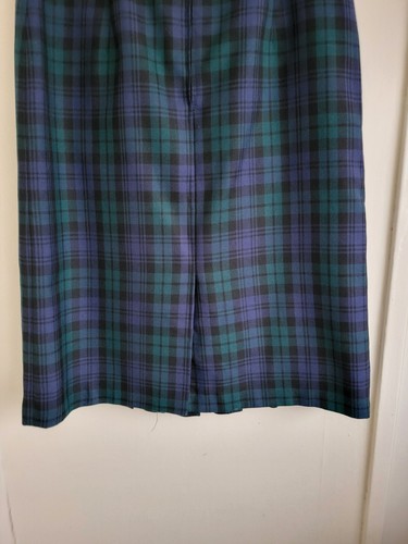 Canda C&A Vintage Ladies Skirt Size 14 Blue Green Check Pleats Knee Length - Picture 13 of 16