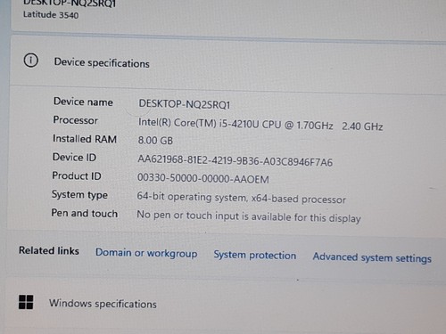 15.6INCH DELL LATITUDE 3540 CORE I5 8GB 128GB SSD WIN 11 PRO/OFFICE 2019 - Picture 5 of 14