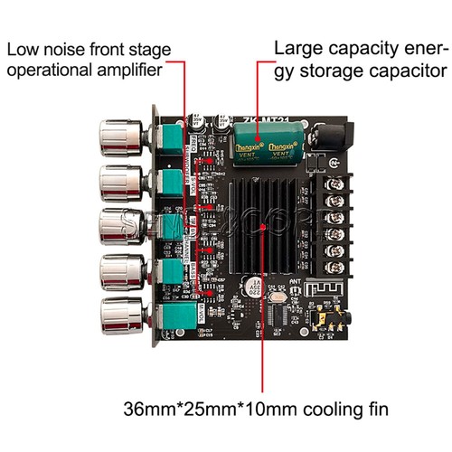 ZK-MT21 ZK-TB21 2.1Channel Bluetooth Audio Power Amplifier Module 50Wx2+100W - Picture 15 of 25