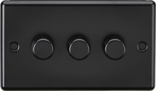 KNIGHTSBRIDGE ROUND EDGE MATT BLACK SWITCHES AND SOCKETS BLACK INSERT