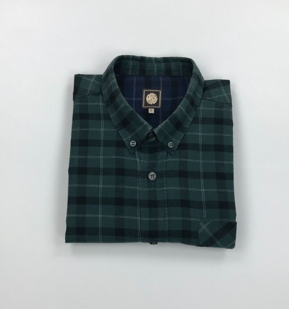 Shirt Pretty Green Flat Seam Shoes Men's Dark Green Black Check