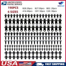 190pcs Universal Car Body Fastener Plastic Clips Rivet Panel Fender Retainer USA