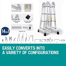 3.5M-5.7M Folding Ladder Work Platform Scaffold ladder Extendable Loft Ladder