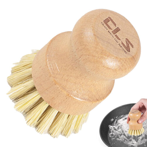 Pot Scrubbing Brush Wooden Dish Washing Scrubber Round Palm Dish Brush Kitchen