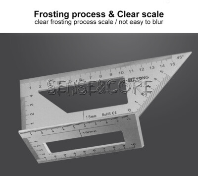 Aluminum Alloy Square Multifunctional 45/90 Degree T-shaped Woodworking Ruler-