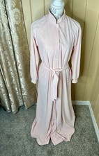 Vintage David Brown Boutique Button Down House Coat Women's Small PJ Pink Robe