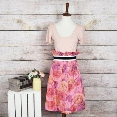 Nima Midi Full Floral Orange Pink Skirt Size 4