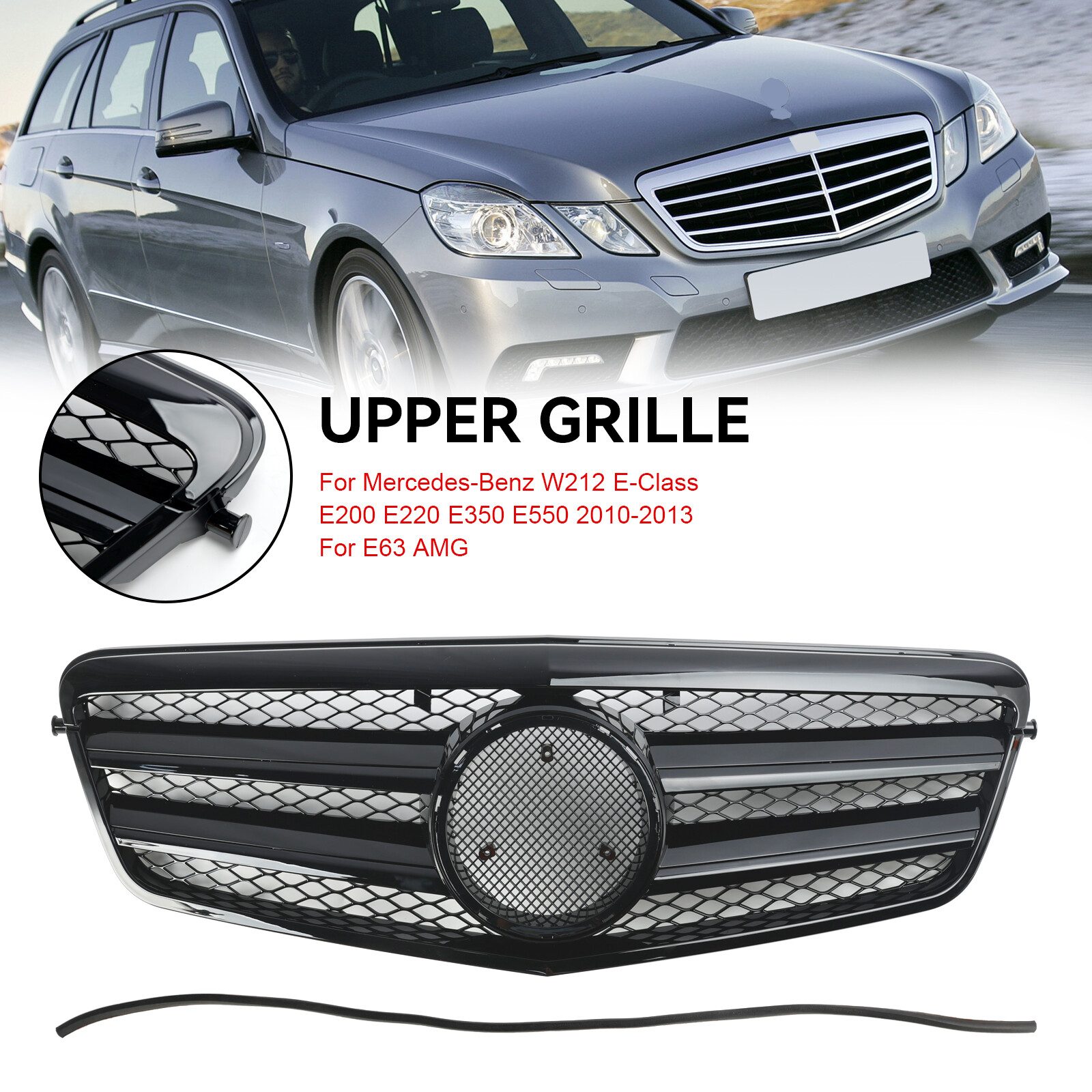 Front Bumper Grille Grill Fit Mercedes Benz E Class W212 E350 E550 2010-2013 -