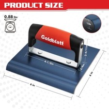 Goldblatt Concrete Edger Tool 6" x 6" Blue Steel Edger Hand Tool with Soft Grip