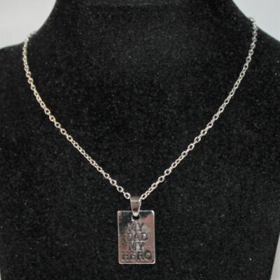 Kette Herren Damen Silber Medaillon ''My dad my hero'' Neu