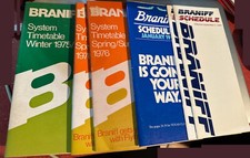 Lot of 6: Braniff International Timetables / Schedules 1975, 1976, 1982, 1984