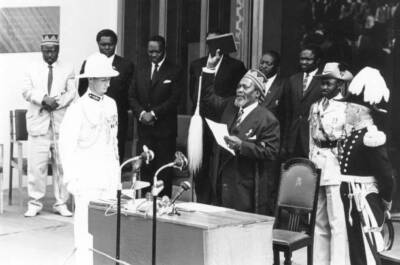 Jomo Kenyatta being sworn-in as Prime Minister in Nairobi 1963 Old Photo