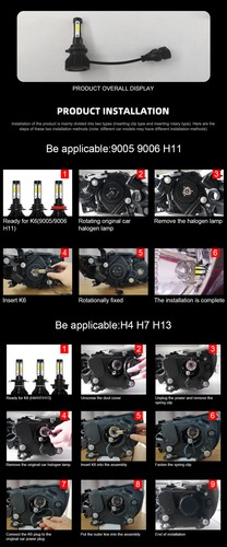 For Ram 1500 2500 3500 4500 5500 2013-2015 6X LED Headlight Fog Light Bulbs K9QC - Picture 12 of 20