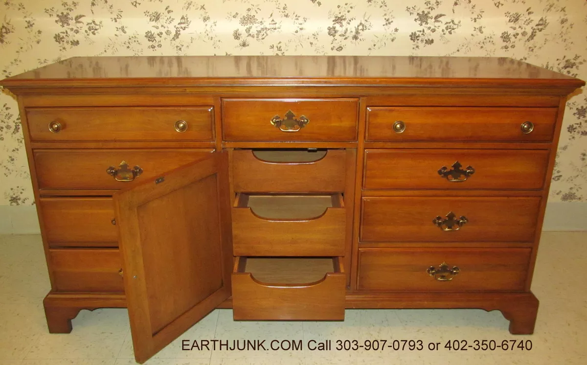 Davis Cabinet Company Triple Dresser Stenciled Doors Burnished