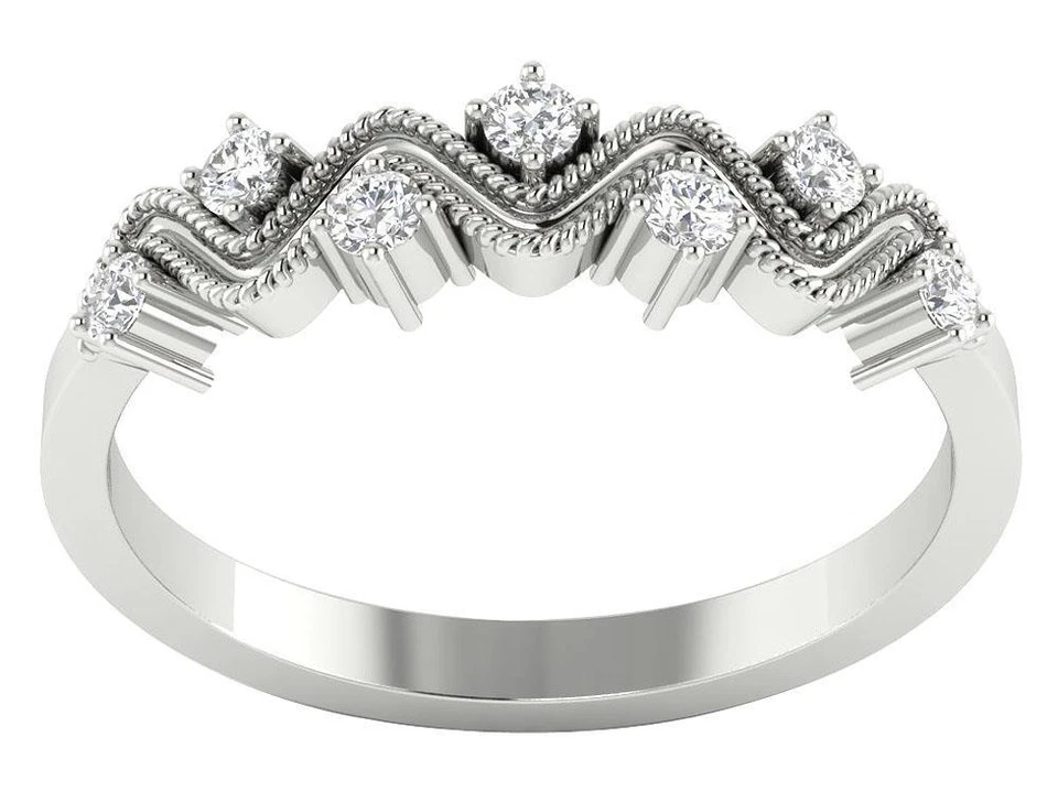 Anillo de boda compromiso en zigzag 7 piedras oro 14K 0,30 quilates diamante cultivado en laboratorio VVS F 0,30 quilates Foto 4 de 4