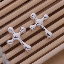 Womens Sterling Silver Holy Cross Ear Stud Fashion Pierced Earrings E310
