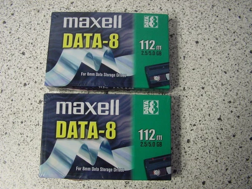 2 x Maxell  DATA8 Datenkassette 2,5/5,0 GB 112 M original eingeschweißt