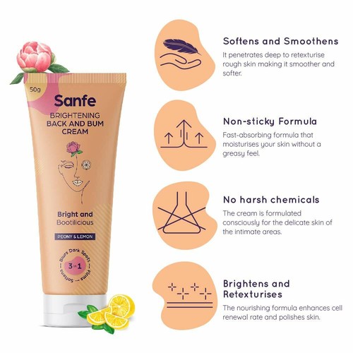 Sanfe Brightening Back and Bum Cream 50g - for uneven, dark and patchy bum - Picture 6 of 7