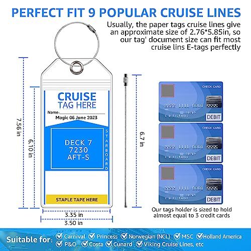 5 Pack Cruise Luggage Tag Holders for Carnival, NCL, Princess, MSC
