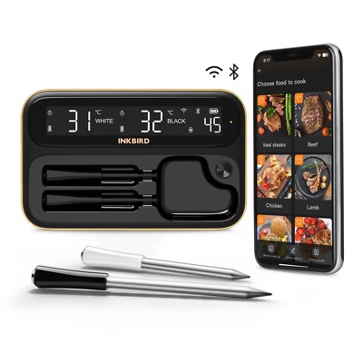 Kabellos Fleischthermometer INT-12-BW Kochthermometer WiFi Bluetooth Ofen Grill