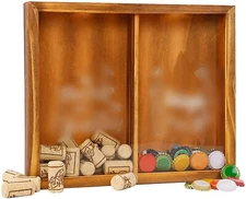 Wine Cork & Beer Cap Holder Shadow Box, Wall Mounted or Free Standing