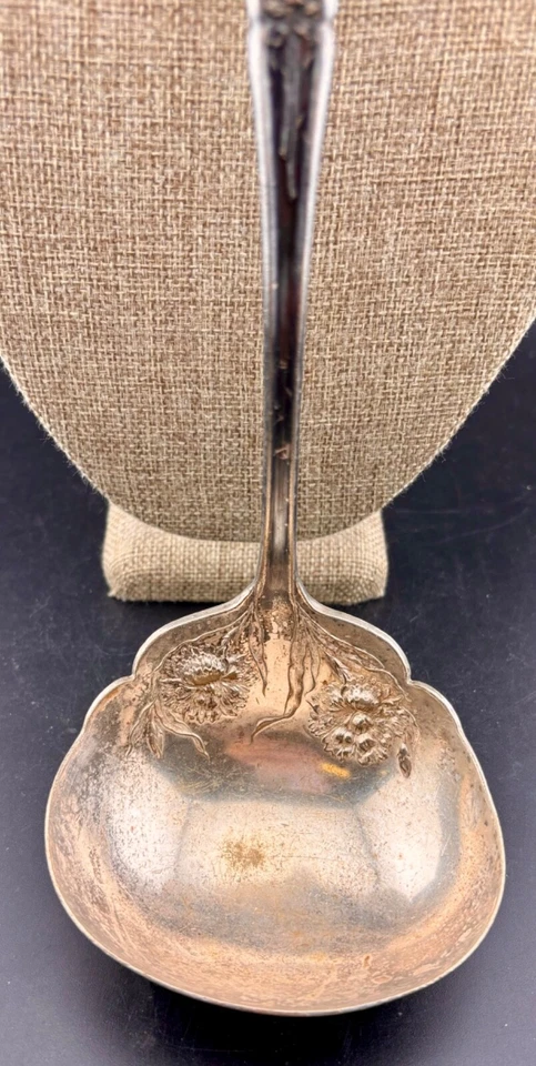William Rogers Silver-plate Punch Soup Ladle Large 11” Ornate Carnations Foto 2 de 4