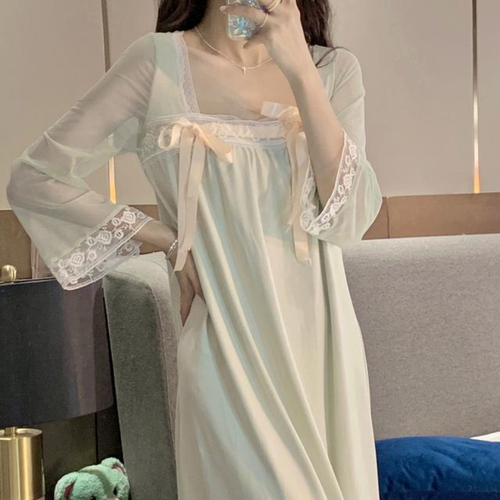 Women Hanfu Nightdress Sweet Princess Sleepwear Nightgown Midi Dress Vintage - Picture 5 of 16
