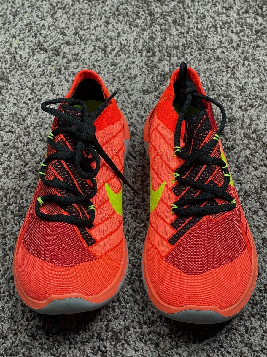 Nike Free Flyknit 3.0 Orange Running Shoes Mens SZ 10 WM SZ 11.5