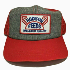 Vintage K Products Trucker Hat Hudson Feeds Patch Mesh Snapback Made In USA