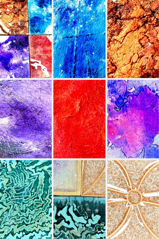 Azulejos de vidrio esmaltado y cemento detalles metálicos Foto 3 de 4