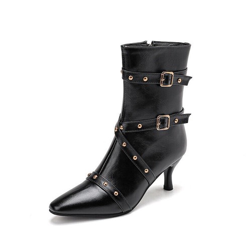 Nuevo Botines Británicos Remachazados Punta Punta Caballero Botas Hebilla Tacones Altos Botas - Imagen 12 de 23