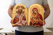 Large Handmade Christian Diptych with amazing details and Superior Quality .