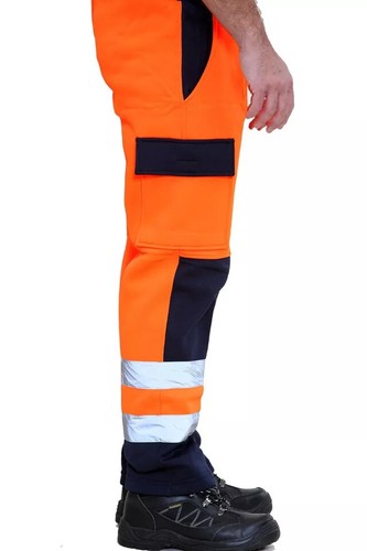 PANTALONE UOMO HI VIS VIZ JOGGERS SLIM FIT KANGRO CONTRASTO SICUREZZA LAVORO FONDO - Foto 6 di 16