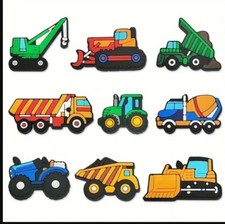 Construction Vehicle Shoe Charms Crocs Garden Shoes Cute PVC Clogs 9 Pieces