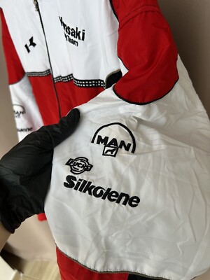 Kawasaki Racing Team Jacket White-Red Vintage Full Zip Size XL | eBay