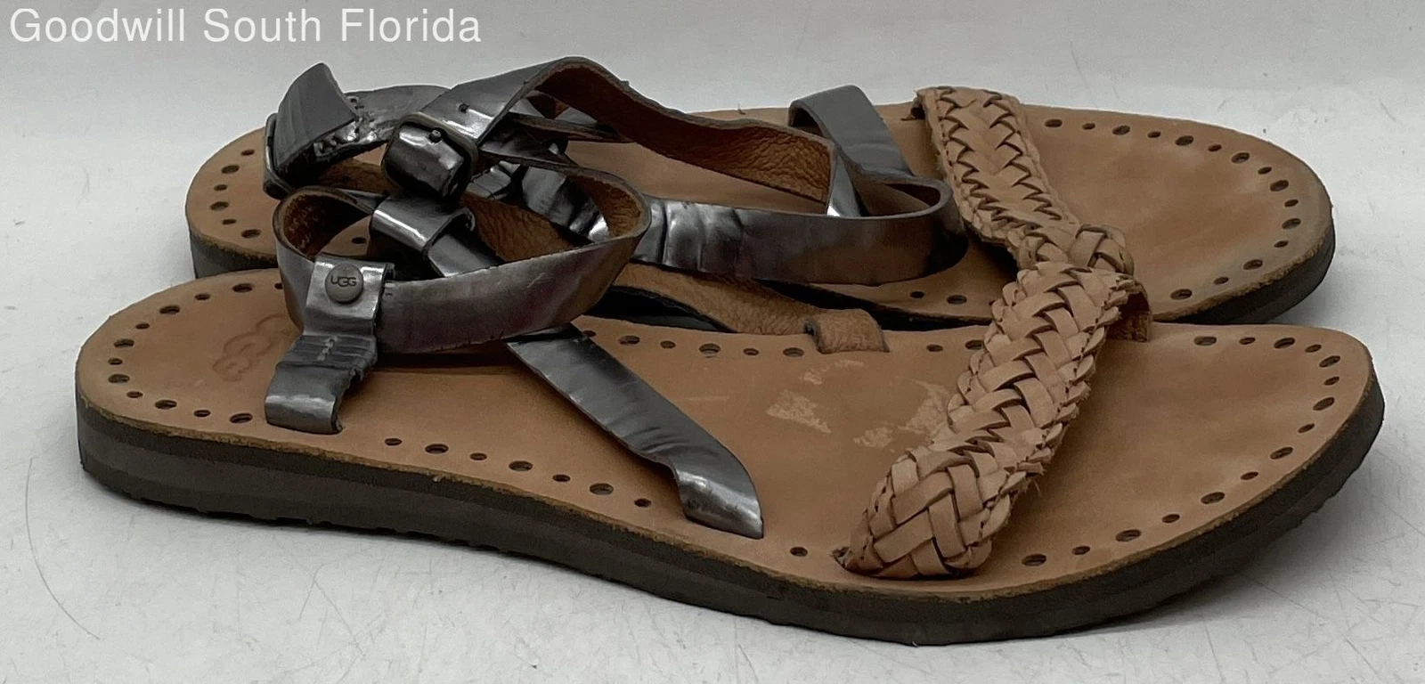 Sandali UGG donna Jordyne 1006872 argento marrone pelle slingback taglia 5W